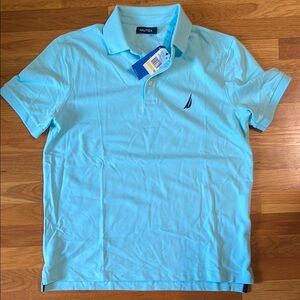 Nautica Blue Polo Shirt Classic Fit Short Sleeves